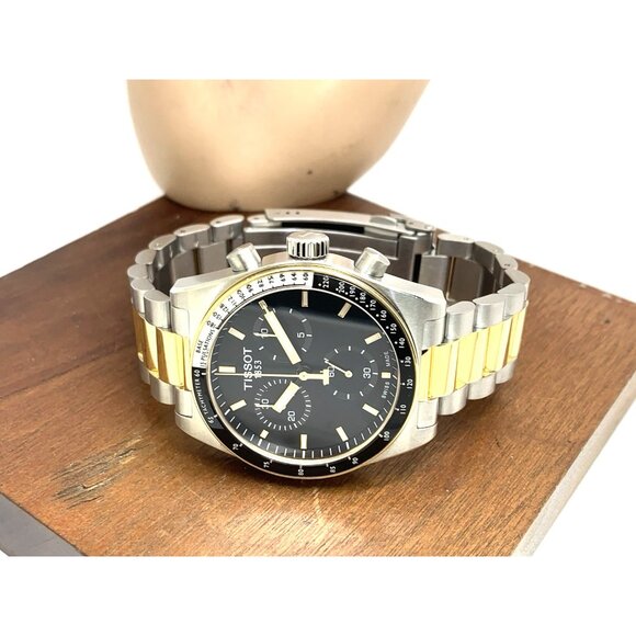 Tissot Men’s Watch Swiss Quartz Chronograph Black Dial Two Tone T1494172205100 - Picture 9 of 15